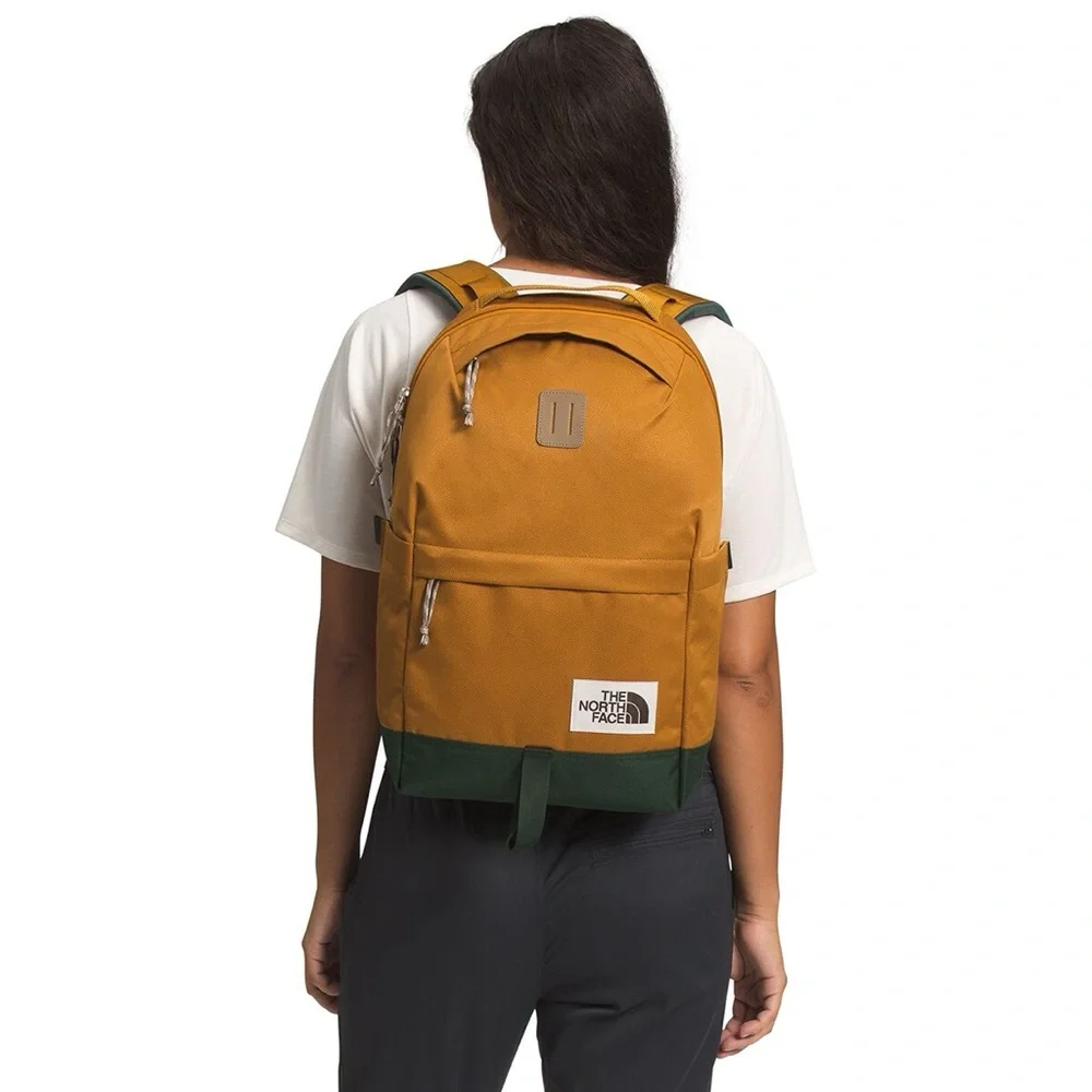 The North Face TNF Daypack Canvas Backpack Timber Orange Military Green 22L